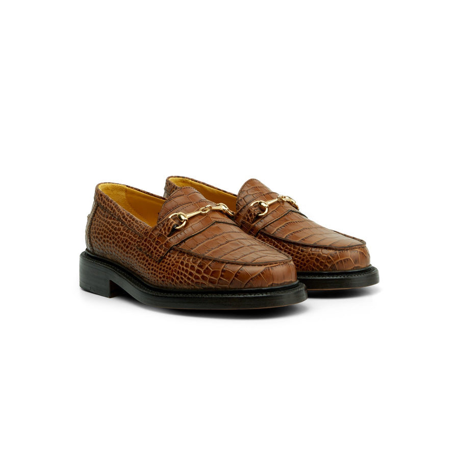 The Mason Horse Bit Loafer, Honey Croc, Leather Sole