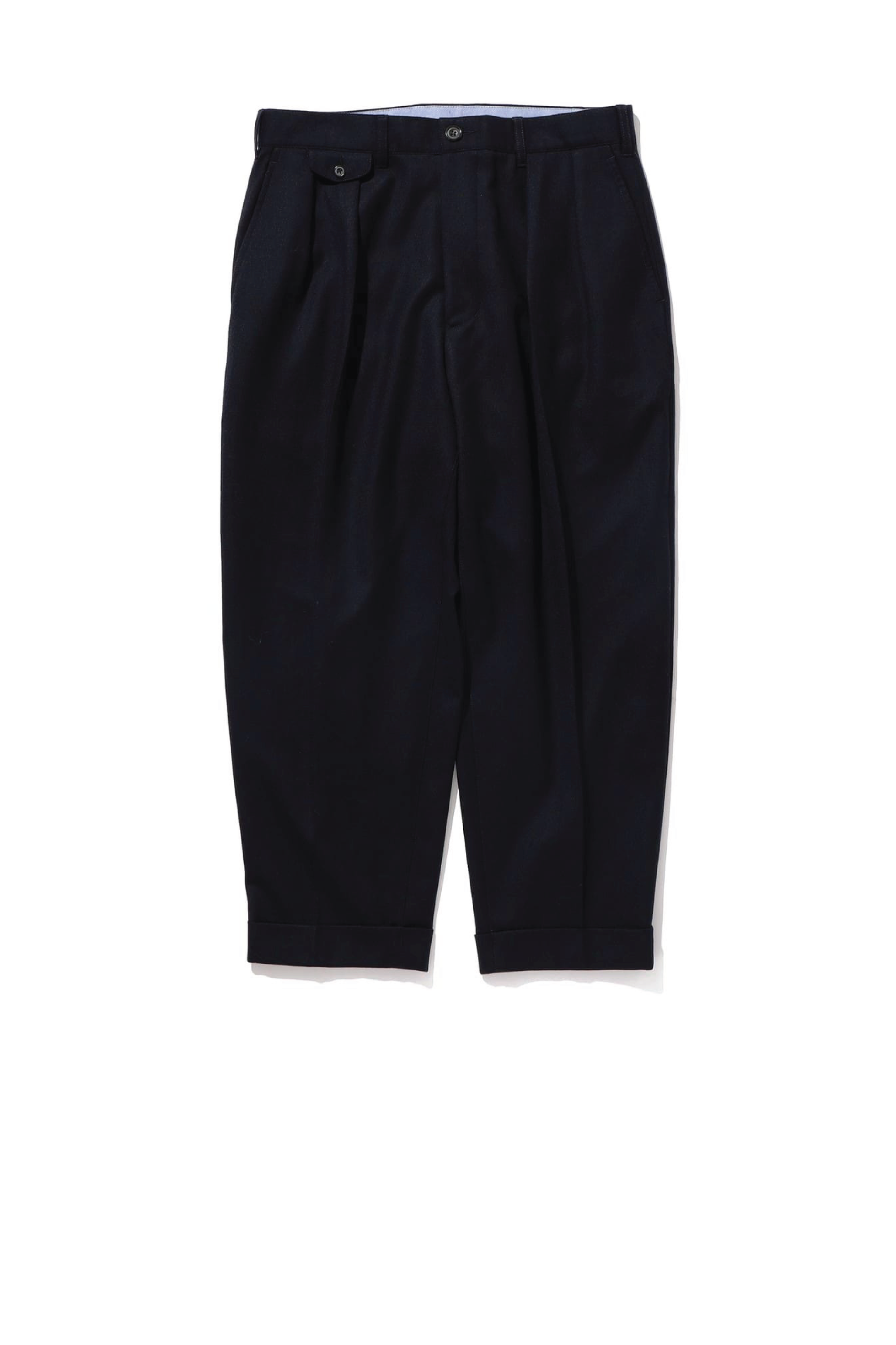 Beams Plus 2-Pleat Tapered Flannel, Navy