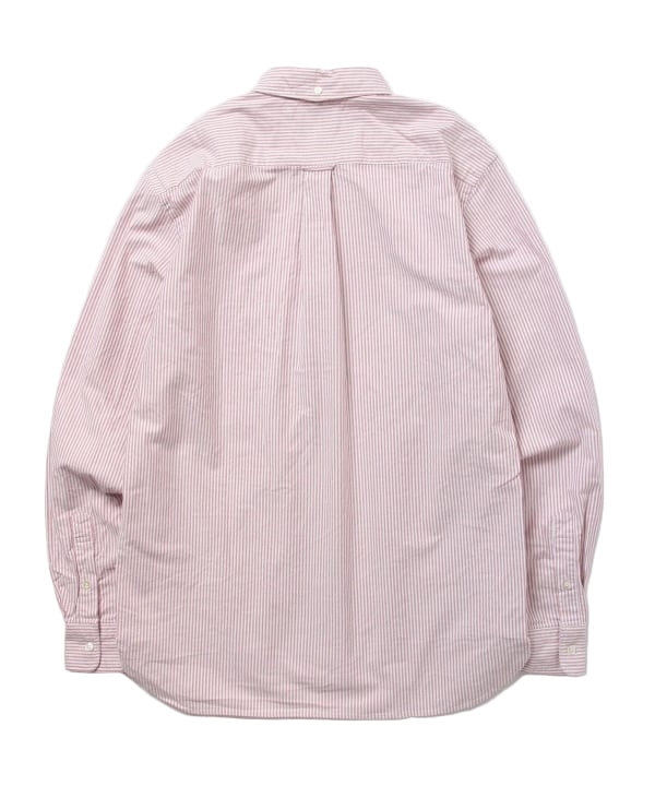 Beams Plus Button Down Oxford Candy Stripe, Wine