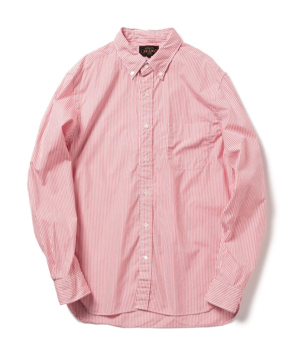Beams Plus Button Down London Stripe, Red