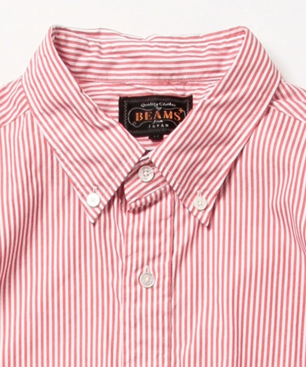 Beams Plus Button Down London Stripe, Red