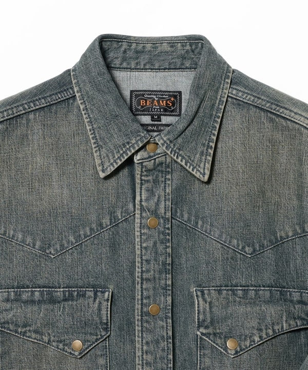 Beams Plus Denim Western Shirt, Used Wash