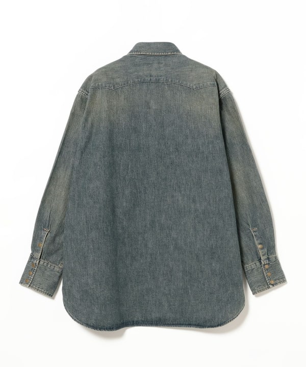 Beams Plus Denim Western Shirt, Used Wash