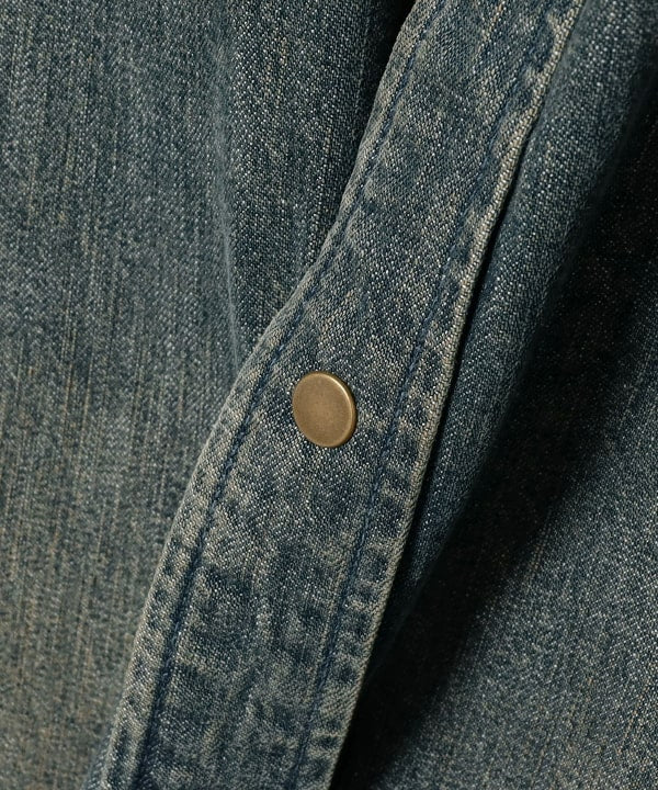 Beams Plus Denim Western Shirt, Used Wash