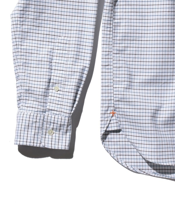 Beams Plus Button Down Oxford Tattersall, Blue