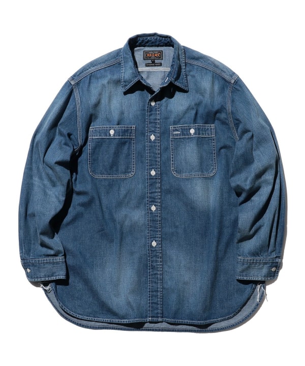 Beams Plus Work 8oz Denim Shirt, Used Wash
