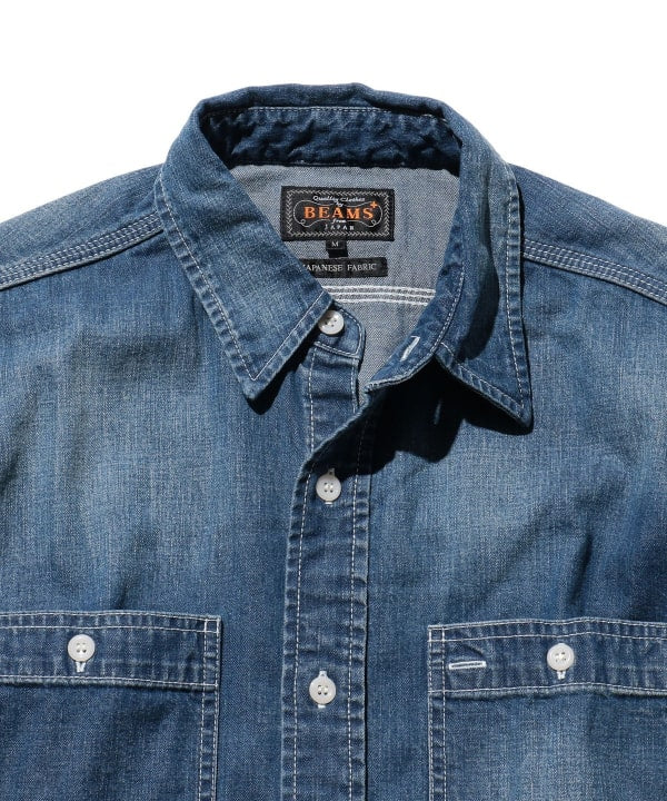 Beams Plus Work 8oz Denim Shirt, Used Wash