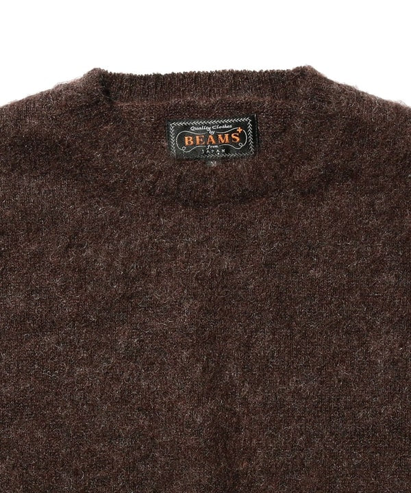 Beams Plus Stretch Mohair Crewneck, Dark Brown