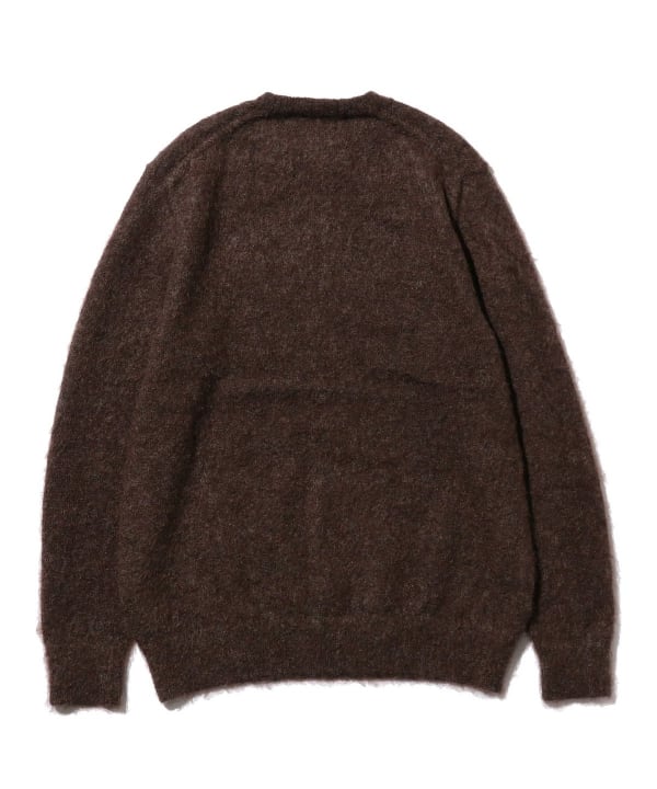 Beams Plus Stretch Mohair Crewneck, Dark Brown