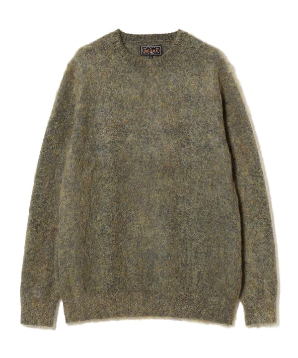 Beams Plus Stretch Mohair Crewneck, Green