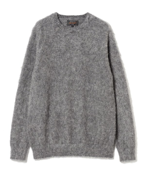 Beams Plus Stretch Mohair Crewneck, Grey