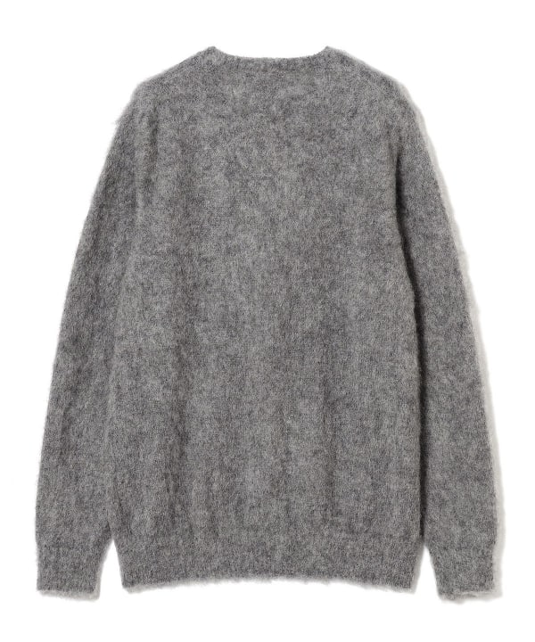 Beams Plus Stretch Mohair Crewneck, Grey