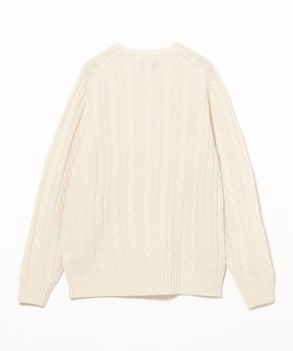 Beams Plus Cable Knit Sweater, Off White
