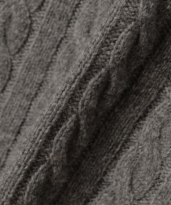 Beams Plus Cable Knit Sweater, Grey