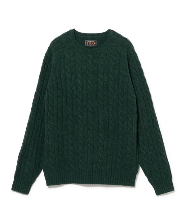 Beams Plus Cable Knit Sweater, Green