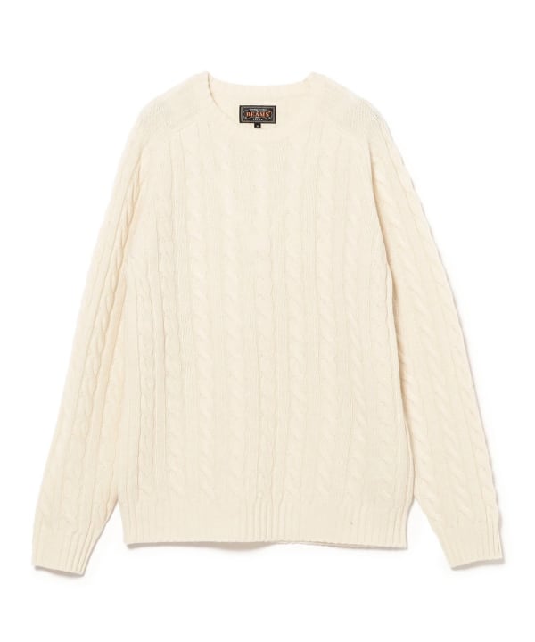 Beams Plus Cable Knit Sweater, Off White