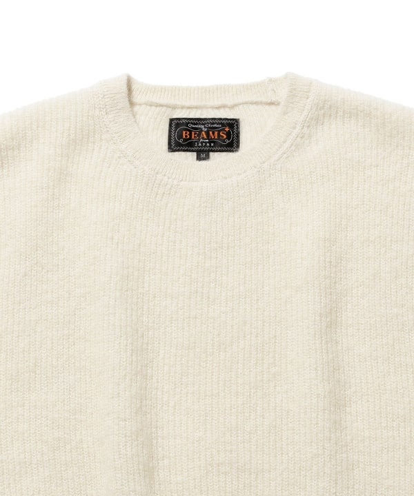 Beams Plus Garter Stitch 7G Sweater, White