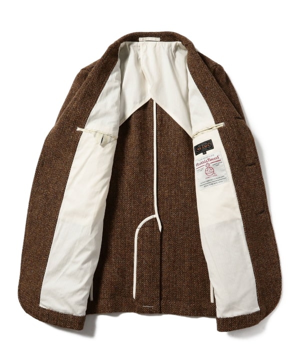 Beams Plus 3B Harris Tweed Jacket, Lt. Brown Herringbone