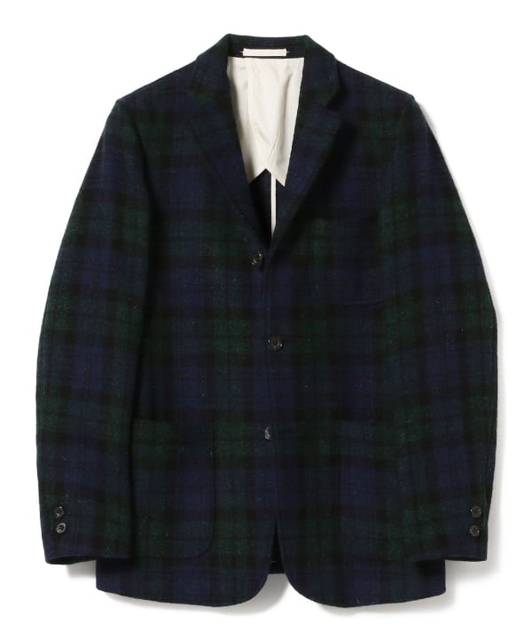 Beams Plus 3B Harris Tweed Jacket, Black Watch