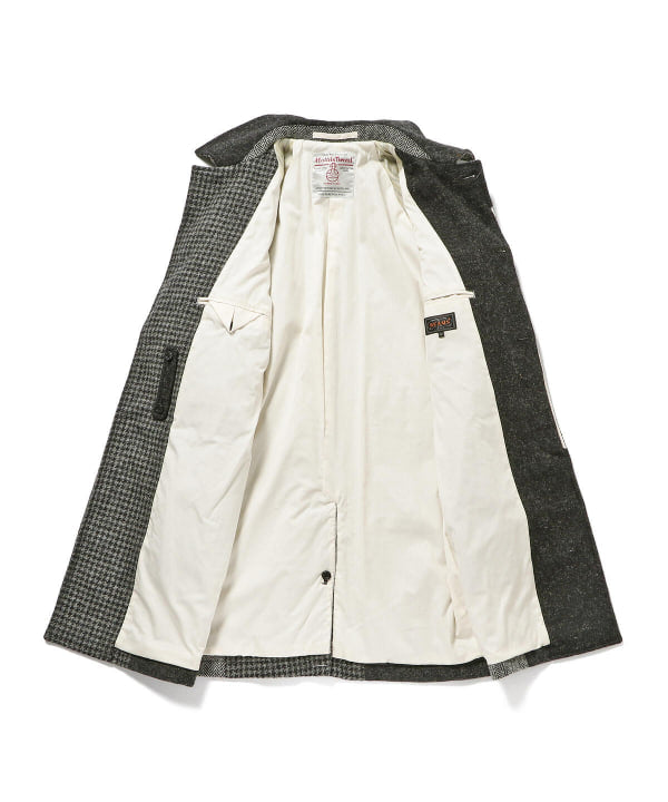 Beams Plus Balmacaan Collar Coat, Grey Patchwork