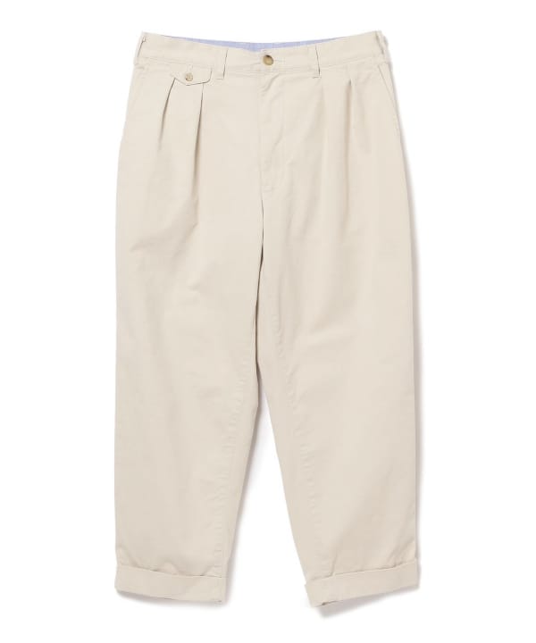 Beams Plus 2-Pleat Tapered Twill Trouser, Cement