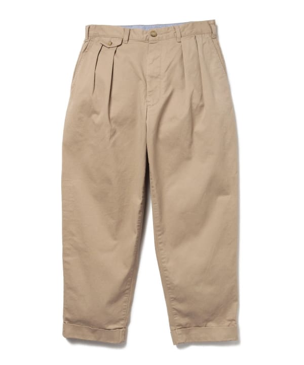 Beams Plus 2-Pleat Tapered Twill Trouser, Khaki