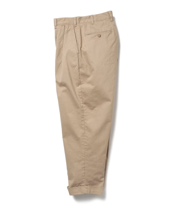 Beams Plus 2-Pleat Tapered Twill Trouser, Khaki