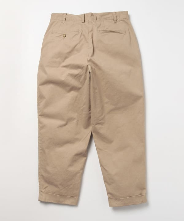 Beams Plus 2-Pleat Tapered Twill Trouser, Khaki