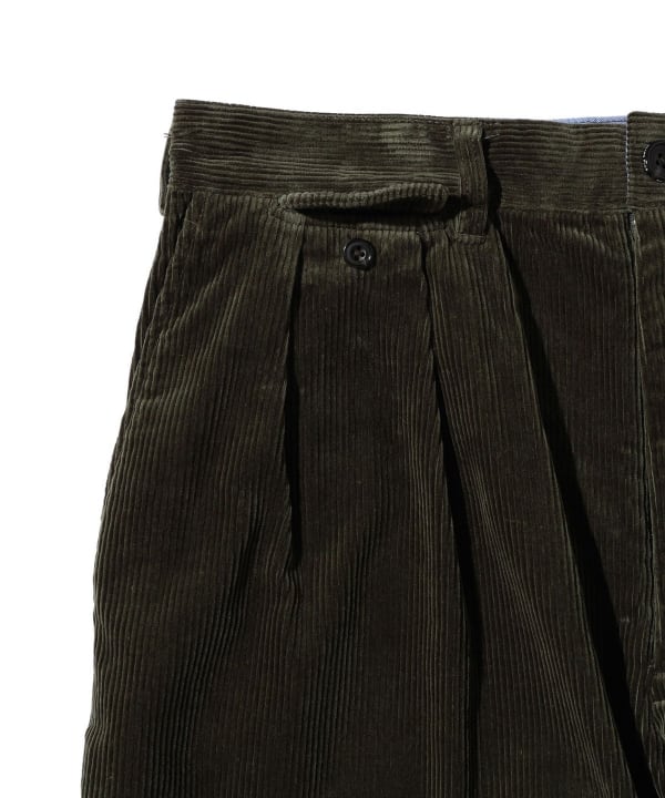 Beams Plus 2-Pleat Corduroy Trouser, Dark Green