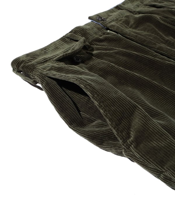 Beams Plus 2-Pleat Corduroy Trouser, Dark Green