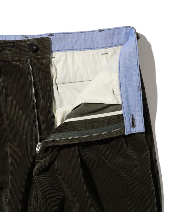 Beams Plus 2-Pleat Corduroy Trouser, Dark Green