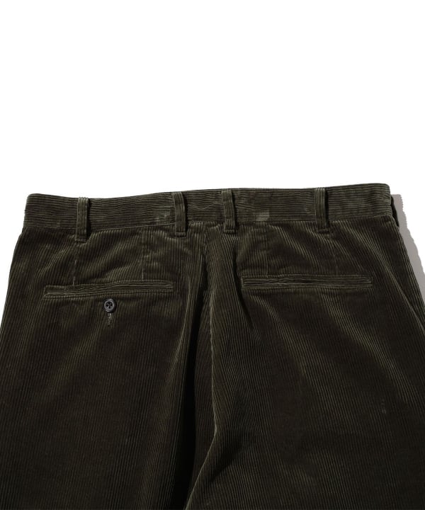Beams Plus 2-Pleat Corduroy Trouser, Dark Green