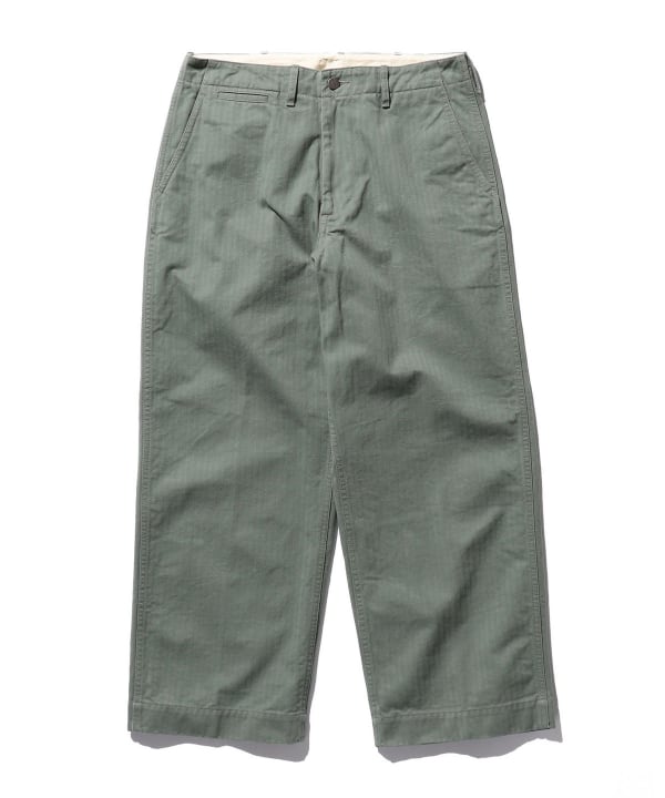 Beams Plus Herringbone Military Trousers, Sage