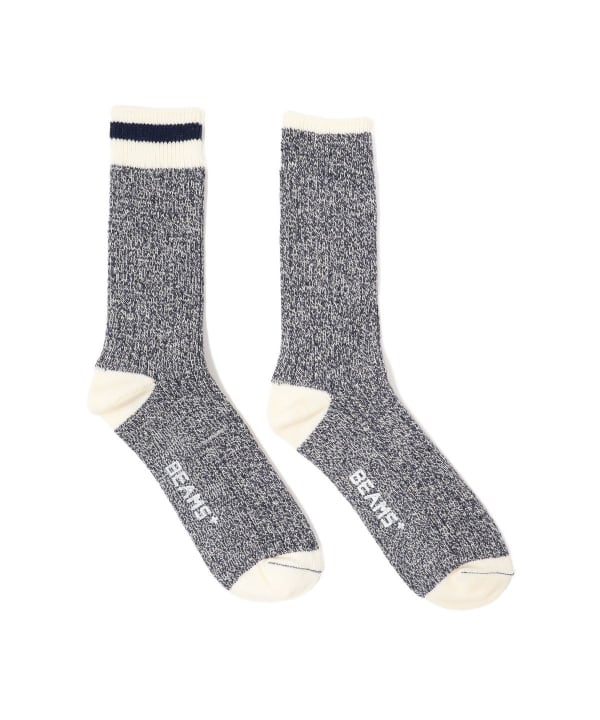 Beams Plus Rag Sock, Navy/Navy Line