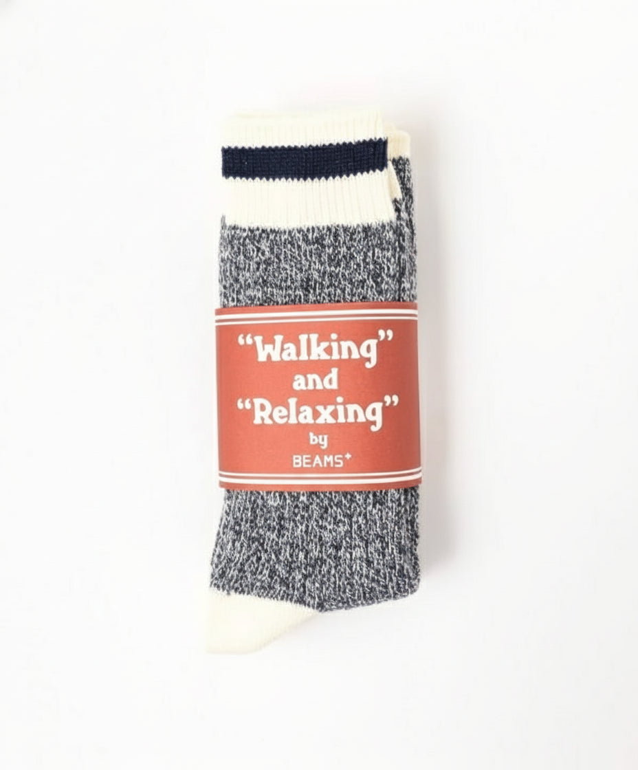 Beams Plus Rag Sock, Navy/Navy Line