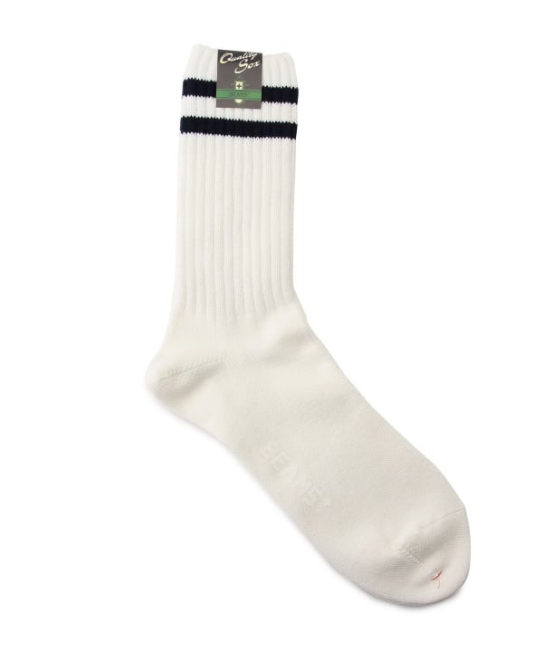 Beams Plus Schoolboy Socks, White/Navy