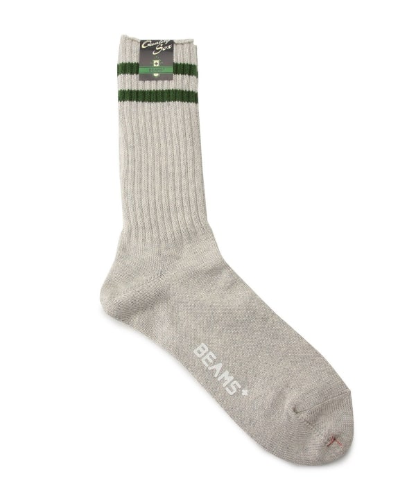 Beams Plus Schoolboy Socks, Grey/Green
