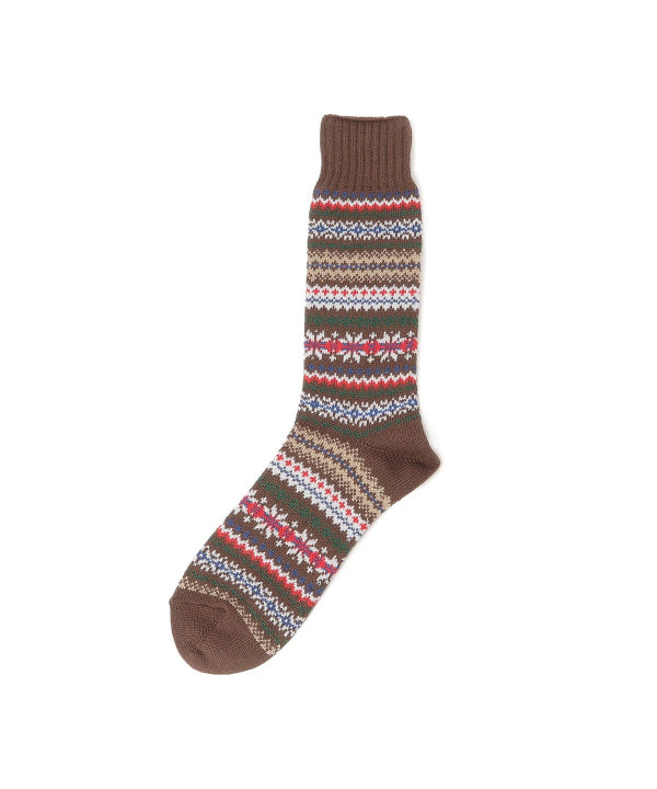 Beams Plus Fair Isle Socks, Brown
