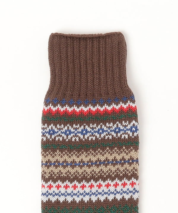 Beams Plus Fair Isle Socks, Brown