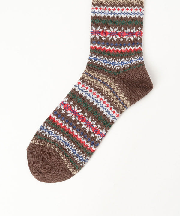 Beams Plus Fair Isle Socks, Brown