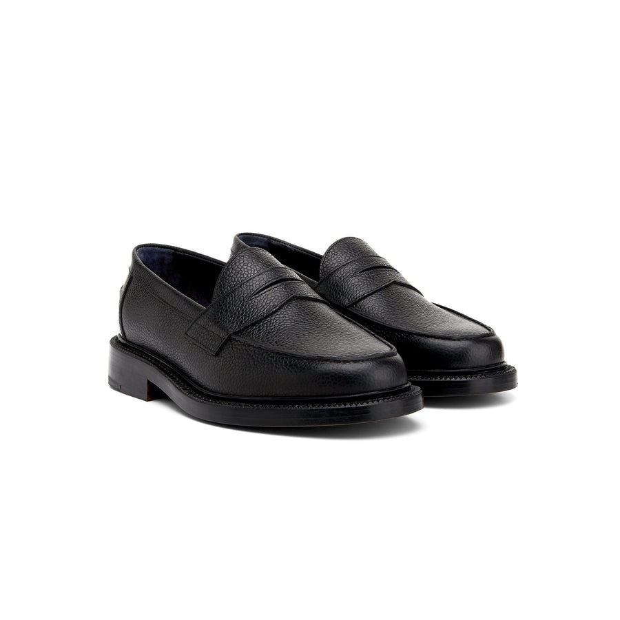 The Ellis Penny Loafer, Onyx, Leather Sole