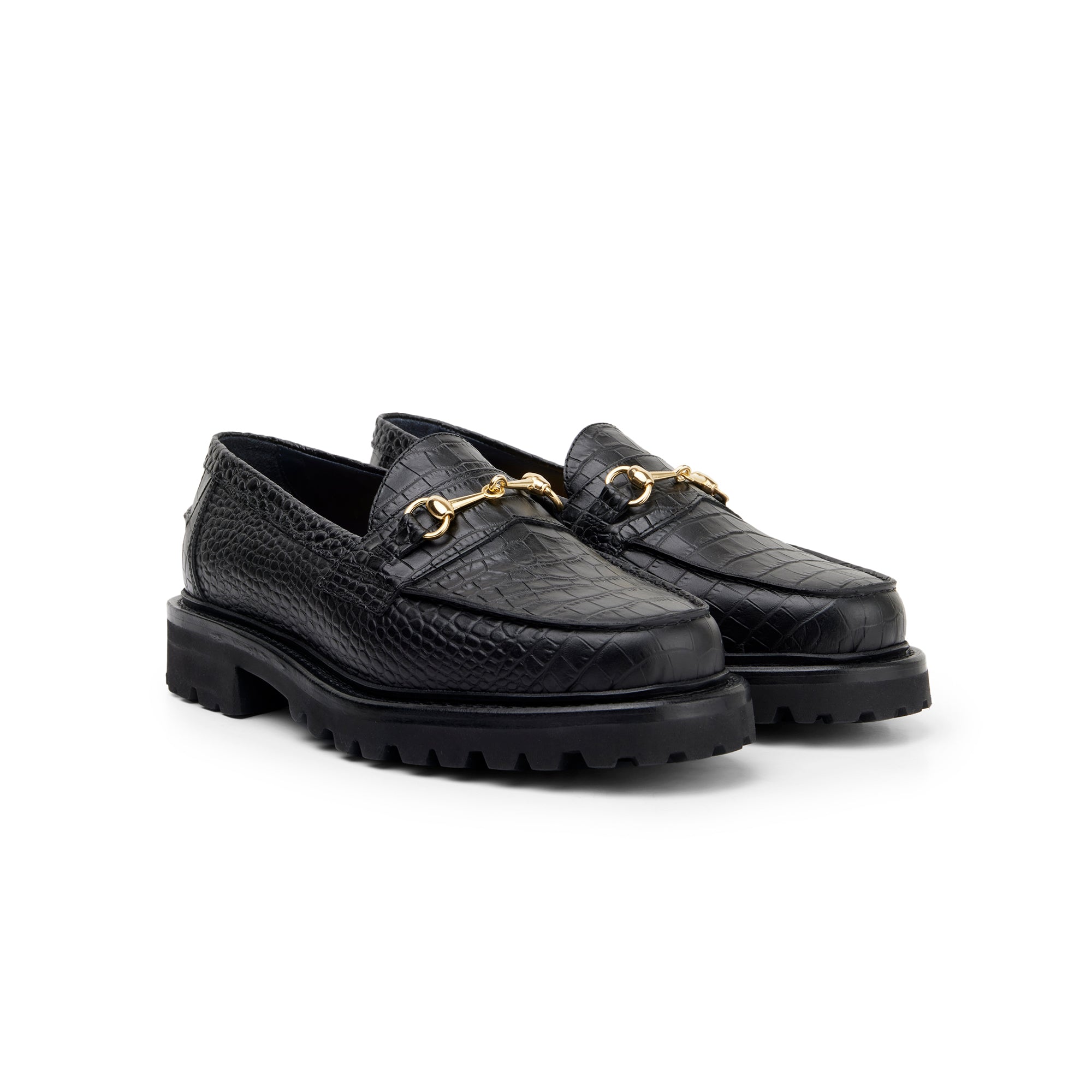 The Mason Horse Bit Loafer, Onyx Croc, Lug Sole