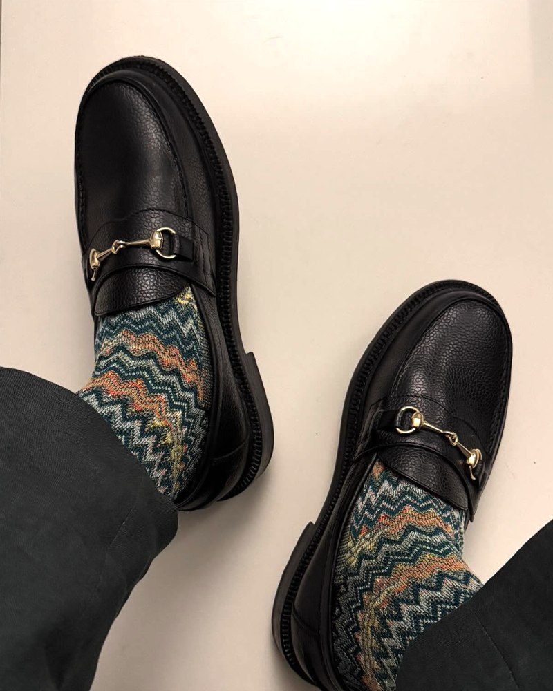 @get_dizzy wearing The Mason Horse Bit Loafer, Onyx, Lug Sole