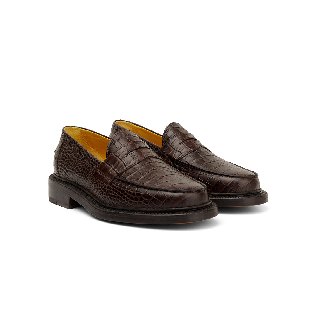 The Ellis Penny Loafer, Walnut Croc